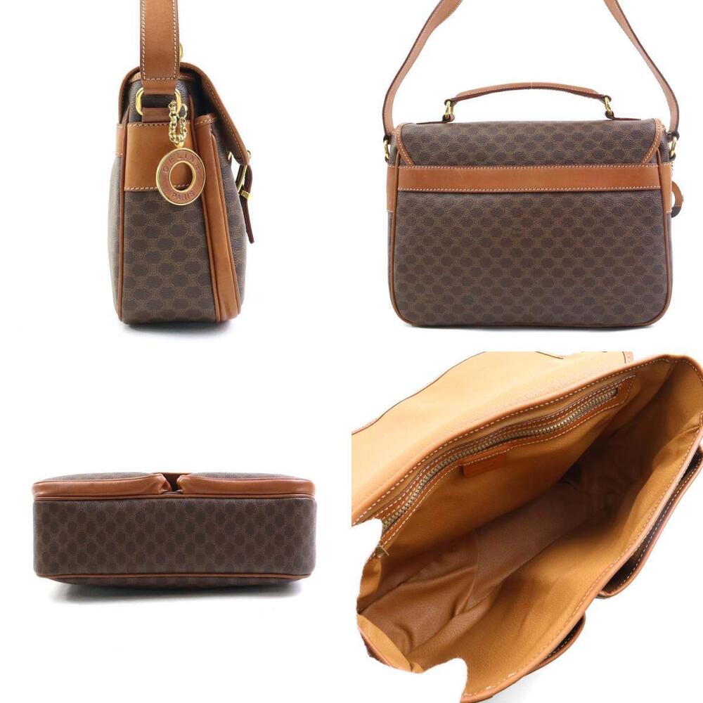 Celine Shoulder Bag Handbag Macadam Leather Brown Gold - Picture 2 of 5